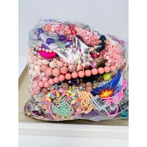 Vintage & Modern Pink & Purple Colored Beaded Necklace, Mystery Jewelry Lot 5LBS